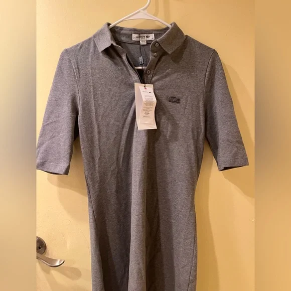Lacoste Women's Slim Fit Stretch Mini Piqu Polo Dress : Grey